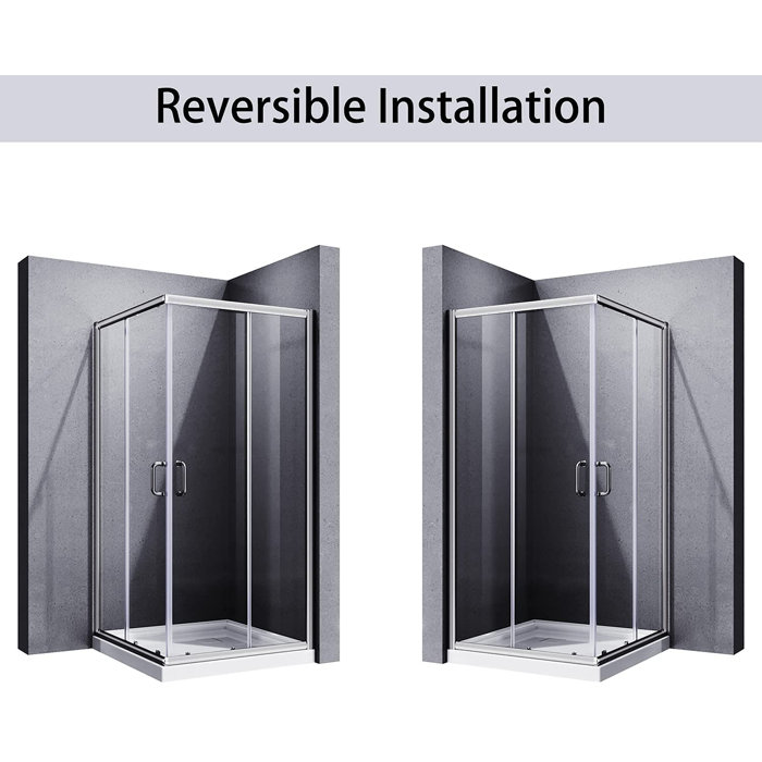 VTI 34" W x 34" D x 72" H Framed Square Door Opening Shower Enclosure